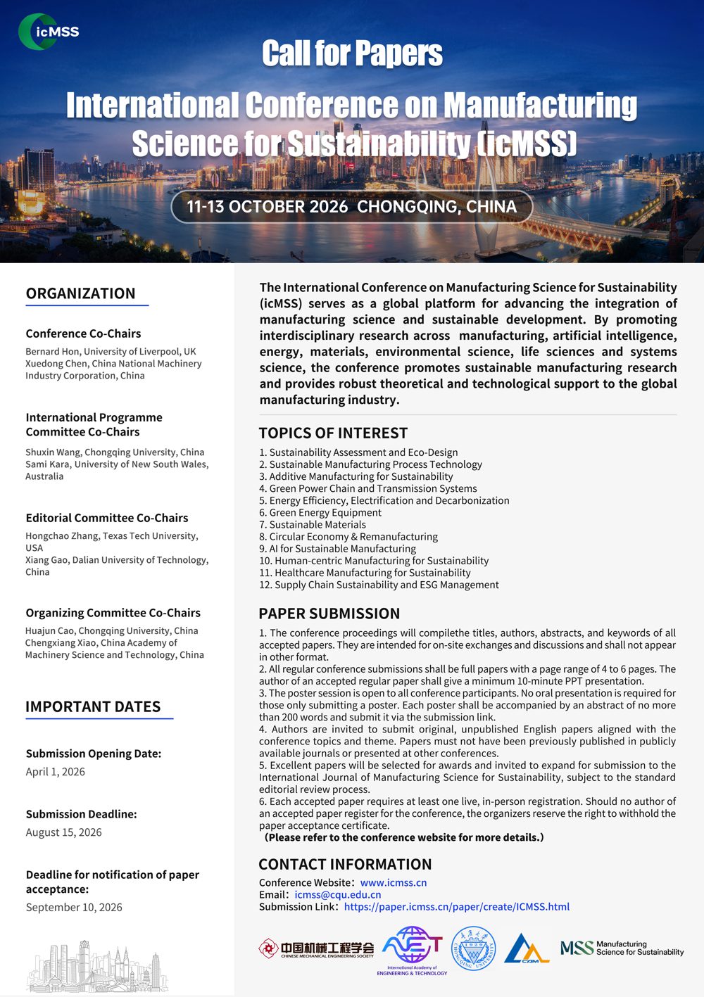 ICMSS 2026 Call for Papers Poster